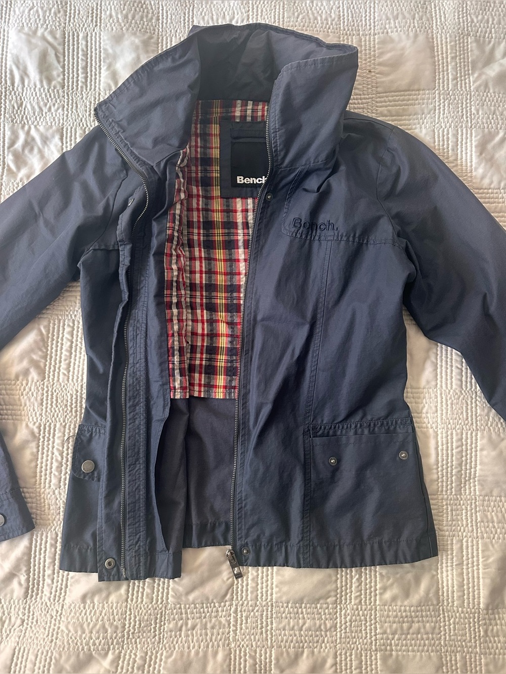 Bench Men's Navy Lightweight Shirt Jacket with Plaid Lining
